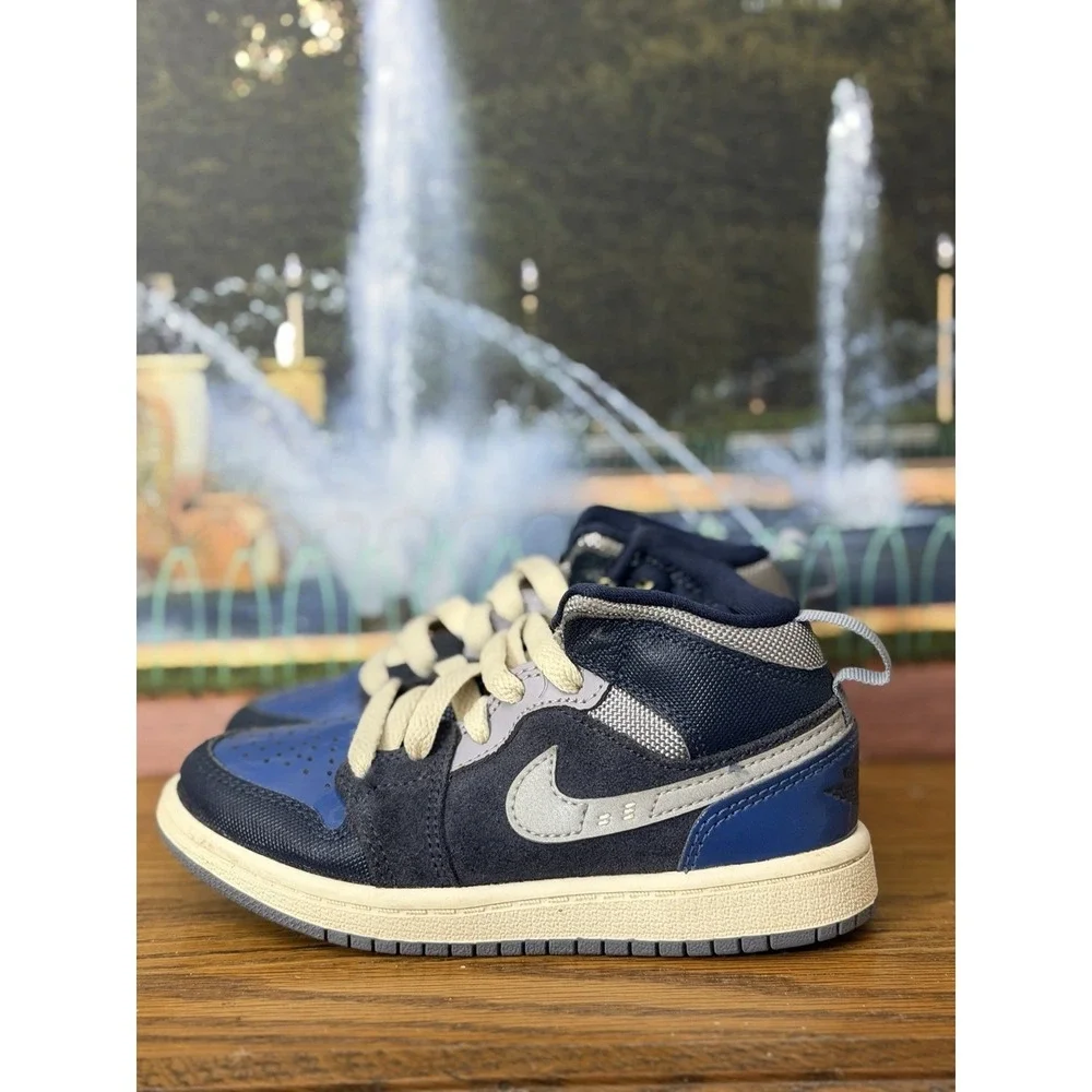 🔥Nike Air Jordan 1 Mid SE Craft (PS) Obsidian White Blue DX2195 400- SZ 10.5C